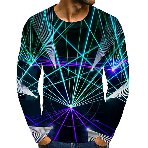 

Men's T shirt 3D Print Graphic 3D Plus Size Print Long Sleeve Daily Tops Green