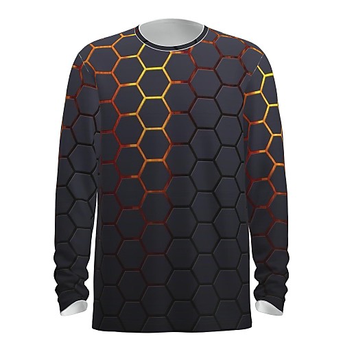 

Men's T shirt 3D Print Graphic Abstract 3D Print Long Sleeve Daily Tops Gold