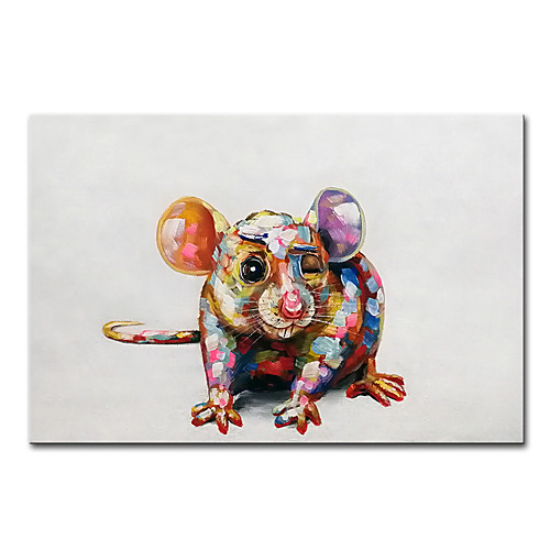

Mintura Original Large Size Hand Painted Abstract Mouse Animal Oil Painting on Canvas Pop Art Posters Modern Wall Pictures For Home Decoration No Framed