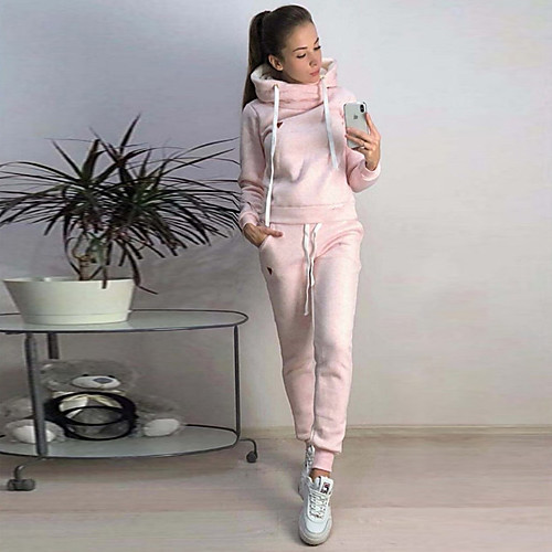 

Women's Pullover Hoodie Sweatshirt Solid Color 2 Piece Daily Casual Cute Hoodies Sweatshirts Cotton Loose Blue Blushing Pink Light gray