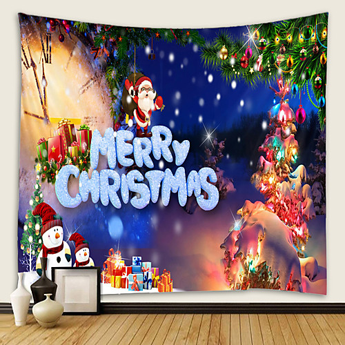 

Christmas Santa Claus Holiday Party Wall Tapestry Art Decor Blanket Curtain Picnic Tablecloth Hanging Home Bedroom Living Room Dorm Decoration Christmas Gift Snowman Letter Polyester Beauty Views