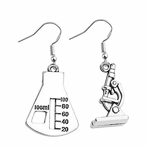 

microscope dangle earrings dna double earrings scientist gifts biology chemistry teacher gift science nerd jewelry gifts (beaker earring)