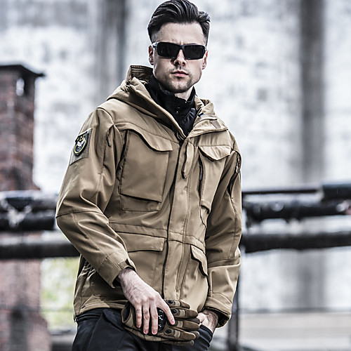 

Men's Hunting Jacket Outdoor Thermal Warm Waterproof Windproof Warm Fall Winter Spring Camo Coat Top Polyester Camping / Hiking Hunting Fishing Python Black Black Grey
