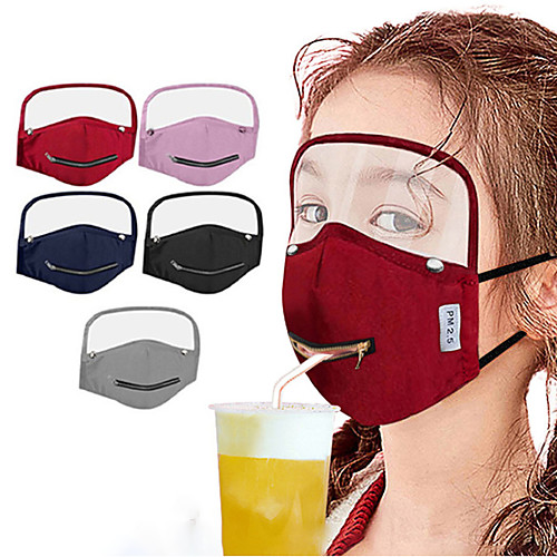 

Sports Mask Cycling Face Mask Cover Pollution Protection Mask Breathable Front Zipper Washable Removable Detachable Design Bike / Cycling Navy Wine Red Pink Cotton Winter for Unisex Child's Cycling