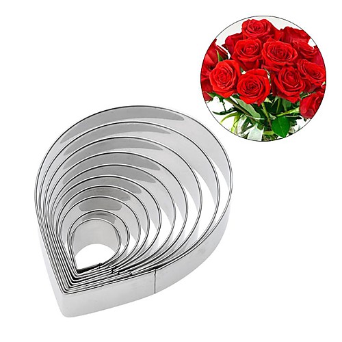 

10Pcs Rose Flower Petal Cookie Cutter Stainless Steel Biscuit Fondant Cake Mold Baking Decorating Tools