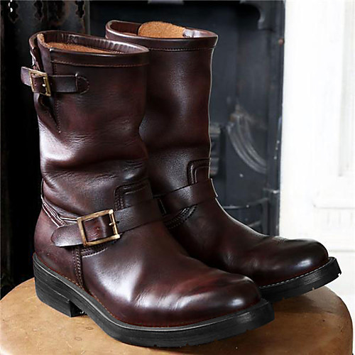 

Men's Boots Work Boots Casual Daily PU Wine Black Brown Winter