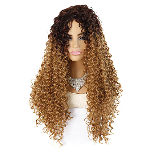 

Matte Realistic 26 Inch Corn Perm Long Curly Hair Wig Headgear Wool Curly Medium Split Long Hair Wig Cover Fluffy Curly Hair Headgear