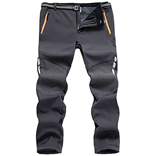 

men's outdoor mountain waterproof windproof fleece ski snow pants hiking trousers(dark grey,l)