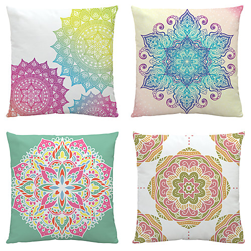 

Cushion Cover 4PC Velvet Soft Mandala Bohemian Decorative Square Throw Pillow Cover Cushion Case Pillowcase for Sofa Bedroom 45 x 45 cm (18 x 18 Inch) Superior Quality Mashine Washable