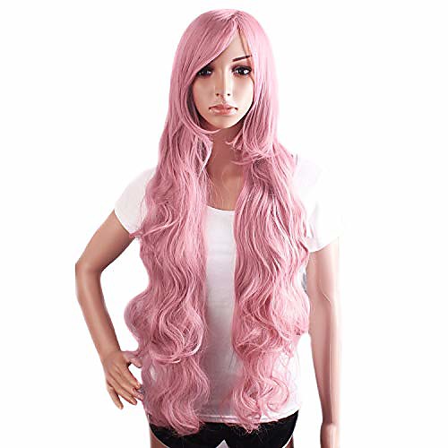 

31 inch /80cm fashion long big spiral curly cosplay wig (pink)
