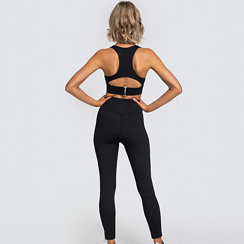 

Women's 2pcs Yoga Suit Cut Out Wirefree Spot White Black Red Nylon Yoga Fitness Gym Workout Sports Bra Tights Clothing Suit Sport Activewear Tummy Control Butt Lift Breathable Quick Dry Stretchy