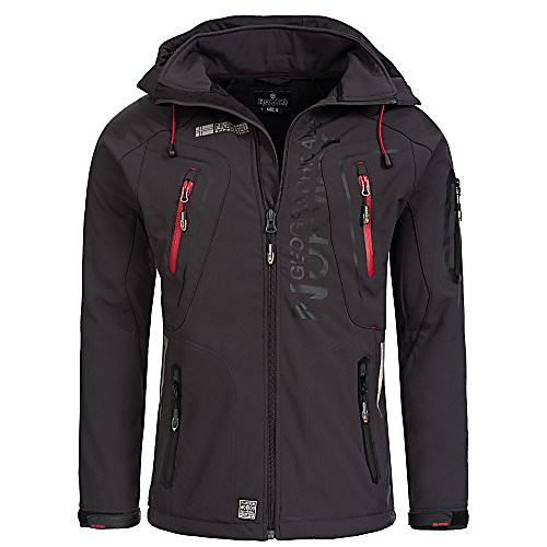 

tangata men's soft shell jacket with matching thermo woollen cap s-xxl - grey - large