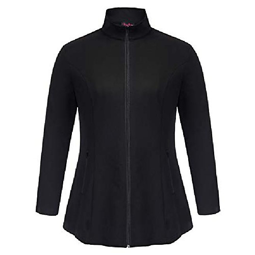 

women plus size workout yoga jacket full zip running track jacket black 18w