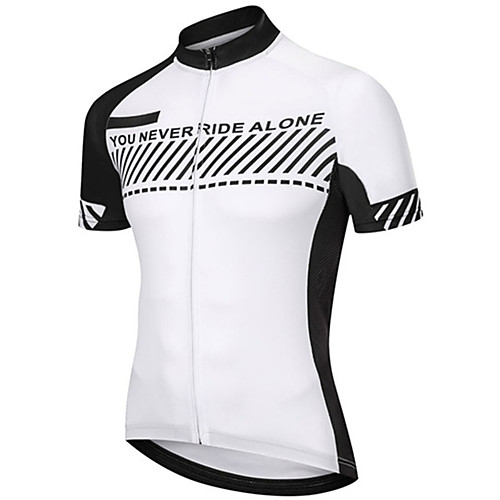 

21Grams Men's Short Sleeve Cycling Jersey BlackWhite Bike Jersey Top Mountain Bike MTB Road Bike Cycling UV Resistant Breathable Quick Dry Sports Clothing Apparel / Stretchy