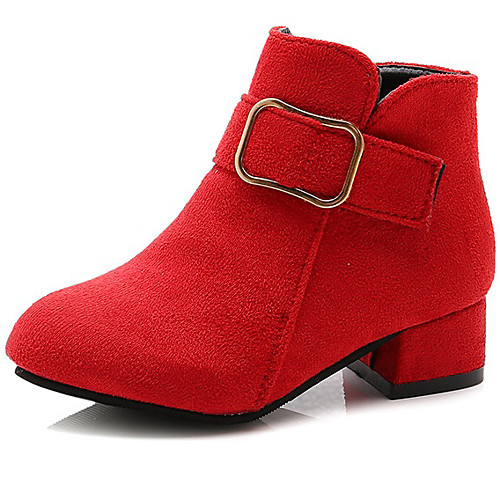 

Girls' Boots Snow Boots Suede Little Kids(4-7ys) Big Kids(7years ) Daily Walking Shoes Black Red Pink Fall Winter / Booties / Ankle Boots