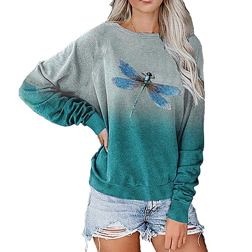 

Women's T Shirt Dress Tee Dress Short Mini Dress Purple Wine Green Royal Blue Gray Light Blue Long Sleeve Print Fall Round Neck Casual 2021 S M L XL XXL