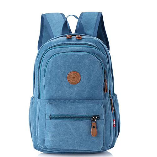 

Men's Unisex Canvas School Bag Commuter Backpack Large Capacity Breathable Zipper Solid Color School Daily Backpack Black Army Green Khaki Sky Blue Coffee