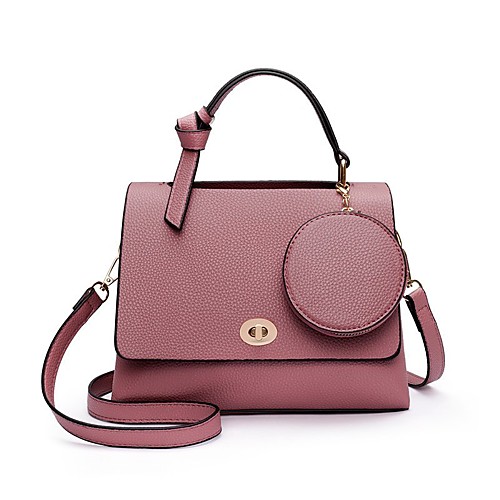 

Women's Bags PU Leather Leather Satchel Top Handle Bag Zipper Daily Outdoor Handbags Black Red Blushing Pink Brown