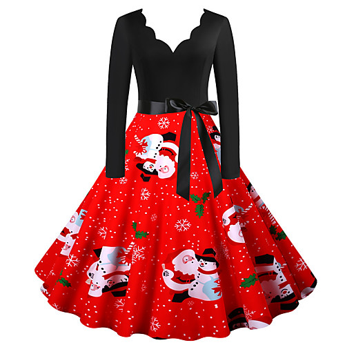

Santa Suit Dress Adults' Women's New Dress Festival Christmas Halloween New Year Festival / Holiday Terylene Red Women's Easy Carnival Costumes Vintage Christmas