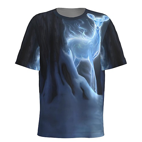 

Men's T shirt 3D Print Graphic 3D Animal Print Short Sleeve Christmas Tops Gray