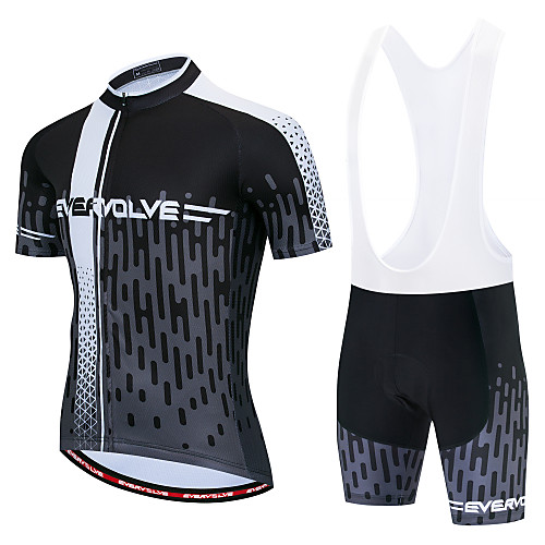 

Men's Short Sleeve Cycling Jersey with Bib Shorts White BlackWhite Bike Breathable Quick Dry Sports Geometic Mountain Bike MTB Clothing Apparel / Micro-elastic / Athleisure