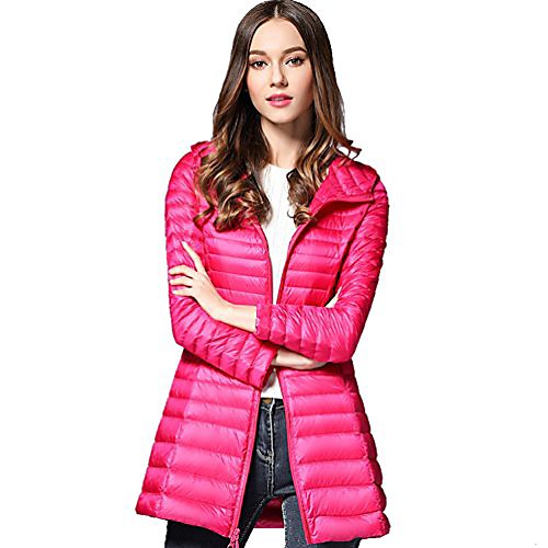 

womens hoodie down jacket lightweight slim fit puffer packable padded jacket coat windproof outwear autumn and winter rose