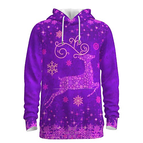 

Men's Pullover Hoodie Sweatshirt Animal Patterned Graphic 3D Front Pocket Christmas Daily 3D Print 3D Print Christmas Hoodies Sweatshirts Purple