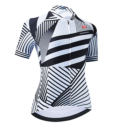 

21Grams Women's Short Sleeve Cycling Jersey White Stripes Bike Jersey Top Mountain Bike MTB Road Bike Cycling Breathable Quick Dry Sports Clothing Apparel / Stretchy / Athletic
