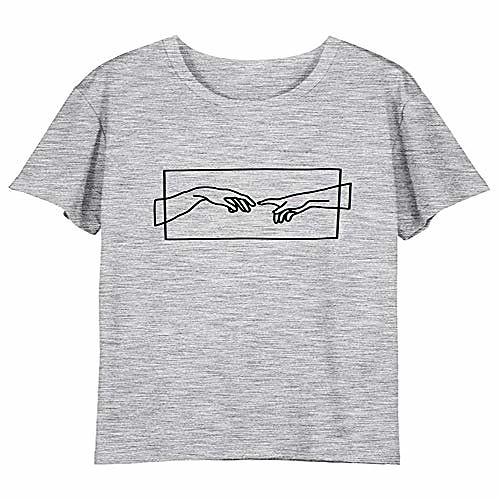 

womens t shirt hand printed graphic tees casual short sleeve tops gray m
