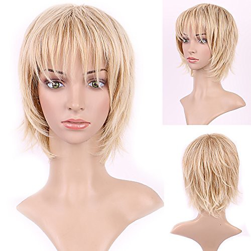 

short wispy curly pixie cut wig for women copper red heat resistant synthetic hair natural daily cosplay costume party auburn wigs