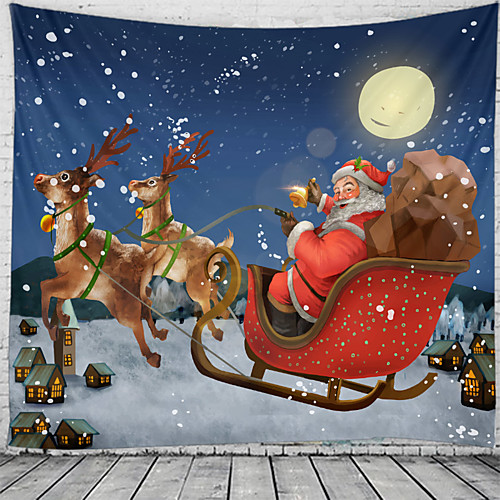 

Christmas Santa Claus Holiday Party Wall Tapestry Art Decor Blanket Curtain Picnic Tablecloth Hanging Home Bedroom Living Room Dorm Decoration Christmas Old Man Deer