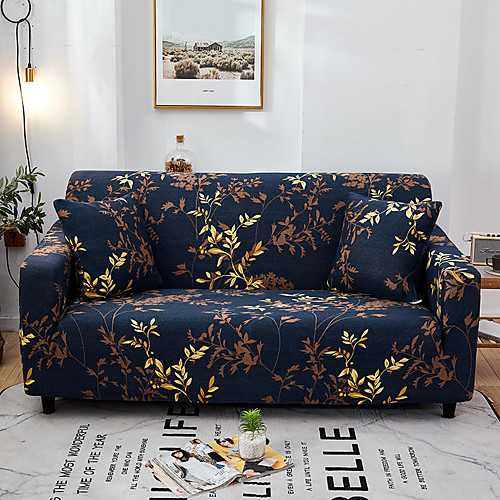 

Leaf Print 1-Piece Sofa Cover Couch Cover Furniture Protector Soft Stretch Slipcover Spandex Jacquard Fabric Super Fit for 1~4 Cushion Couch and L Shape Sofa,Easy to Install(1 Free Cushion Cover)