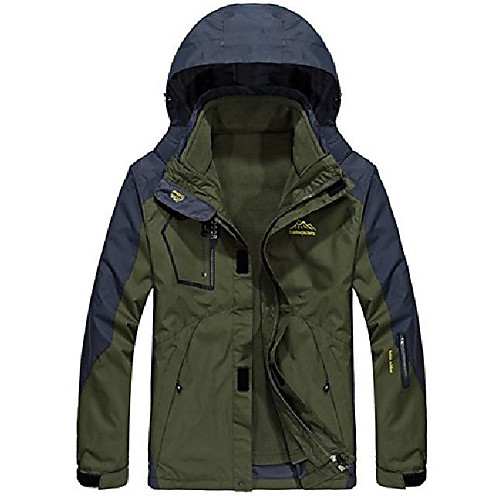 

men's 3 in 1 hooded softshell rain coat 2 pcs jacket windproof with removable fleece liner (green,2xl)