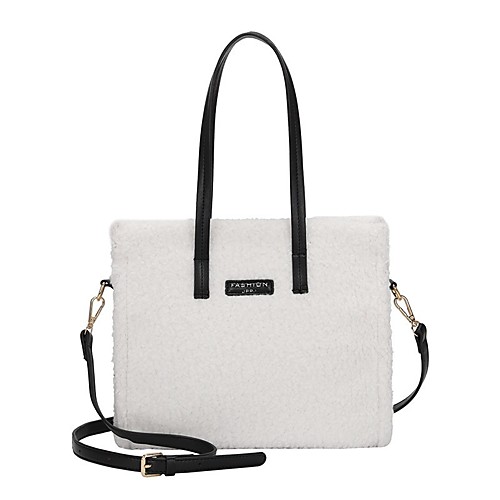 

Women's Bags Faux Fur Top Handle Bag Zipper Daily Outdoor Handbags Baguette Bag White Black Blue Blushing Pink