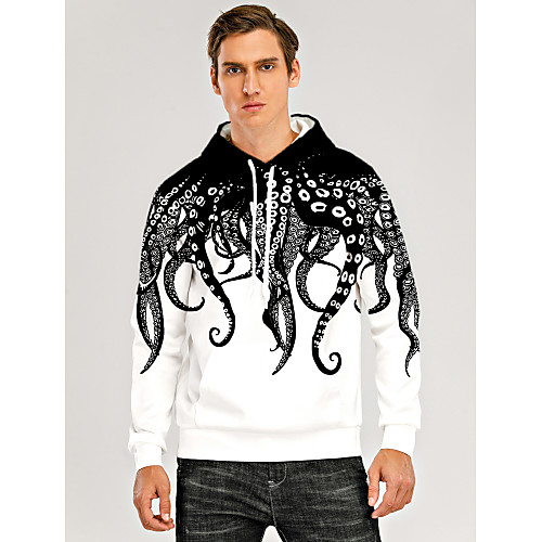 

Men's Pullover Hoodie Sweatshirt Print Graphic 3D Front Pocket Hooded Daily 3D Print 3D Print Casual Hoodies Sweatshirts Long Sleeve White