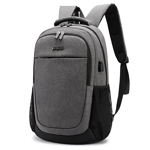 

Men's Oxford Cloth Special Material School Bag Functional Backpack Large Capacity Waterproof Zipper Solid Color Sports & Outdoor Daily Backpack Black Blue Gray