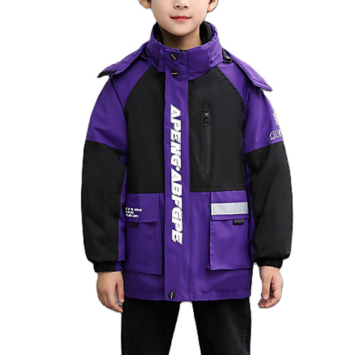 

Boys' Hiking 3-in-1 Jackets Winter Outdoor Patchwork Thermal Warm Waterproof Windproof Breathable Winter Jacket Top Hunting Fishing Climbing Purple Red Blue Orange / Kid's