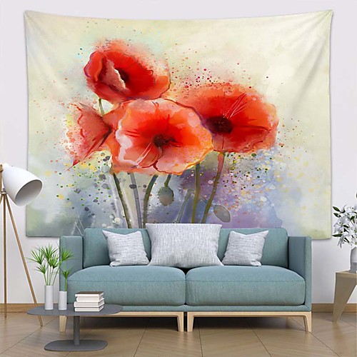 

Chinese Ink Painting Style Wall Tapestry Art Decor Blanket Curtain Hanging Home Bedroom Living Room Decoration Flower Floral