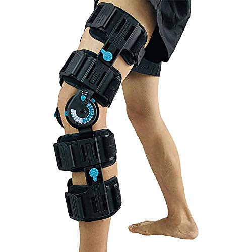

hinged post op knee brace, adjustable rom leg stabilizer recovery immobilization after surgery - medical orthopedic guard protector immobilizer brace for injury, universal