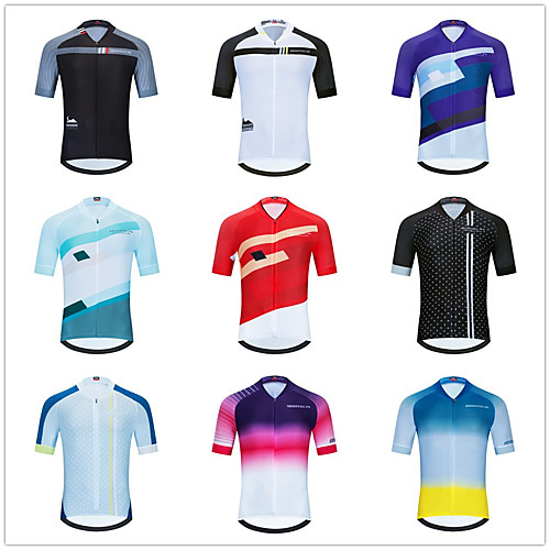 

Women's Men's Short Sleeve Cycling Jersey Black / Silver Red / White Green / Yellow Stripes Gradient Bike Jersey Top Mountain Bike MTB Road Bike Cycling Breathable Quick Dry Sports Clothing Apparel