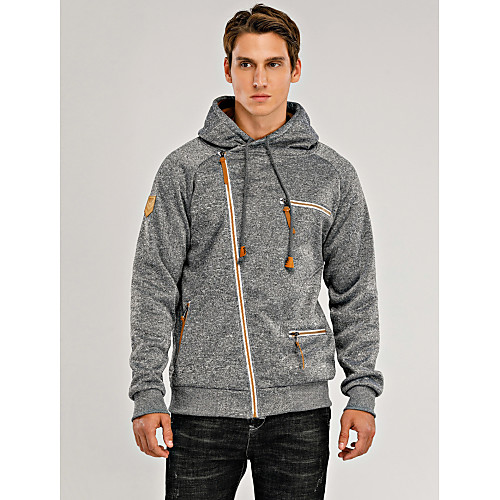 

Men's Hoodie Sweatshirt Zip Up Hoodies Solid Color Hooded non-printing Basic Hoodies Sweatshirts Slim Black Light gray Dark Gray / Fall / Winter