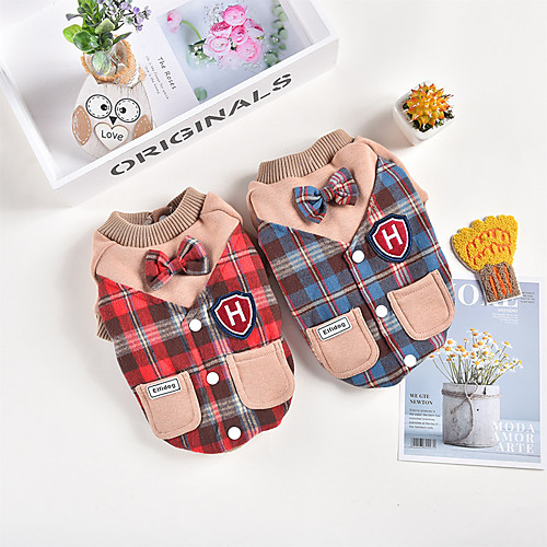 

Dog Cat Jumpsuit Pajamas Plaid Casual / Sporty Cute Casual / Daily Dog Clothes Puppy Clothes Dog Outfits Breathable Blue Red Costume for Girl and Boy Dog Cotton XS S M L XL XXL