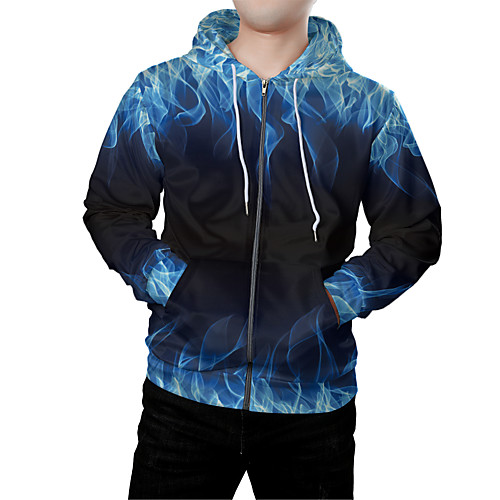 

Men's Zip Up Hoodie Sweatshirt Graphic 3D Front Pocket Hooded Daily Weekend 3D Print 3D Print Hoodies Sweatshirts Long Sleeve Blue