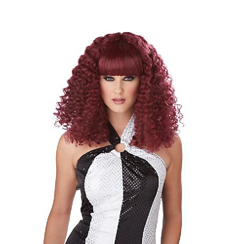

women's disco lady wig, burgundy, one size