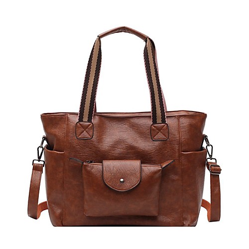 

Women's Bags PU Leather Tote Top Handle Bag Zipper Outdoor Office & Career Handbags Black Red Brown Gray