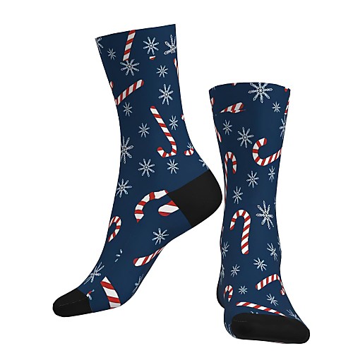 

Crew Socks Compression Socks Calf Socks Athletic Sports Socks Cycling Socks Women's Men's Bike / Cycling Breathable Soft Comfortable 1 Pair Graphic Christmas Santa Claus Cotton Dark Navy S M L
