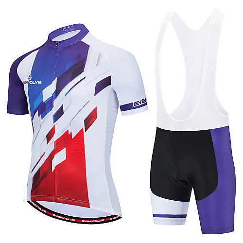 

Men's Short Sleeve Cycling Jersey with Bib Shorts White BlackWhite Bike Breathable Quick Dry Sports Geometic Mountain Bike MTB Clothing Apparel / Micro-elastic / Athleisure