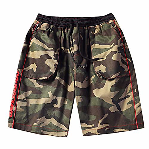 

mens fashion camouflage drawstring cargo shorts camo elastic waist outdoor athletic beach trunks hiking pants