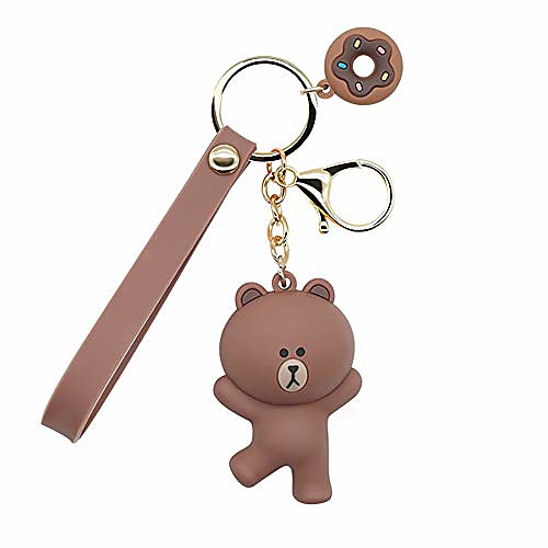 

keychains with cute cartoon animals ring bag charm key ring decoration gift for girls women brown