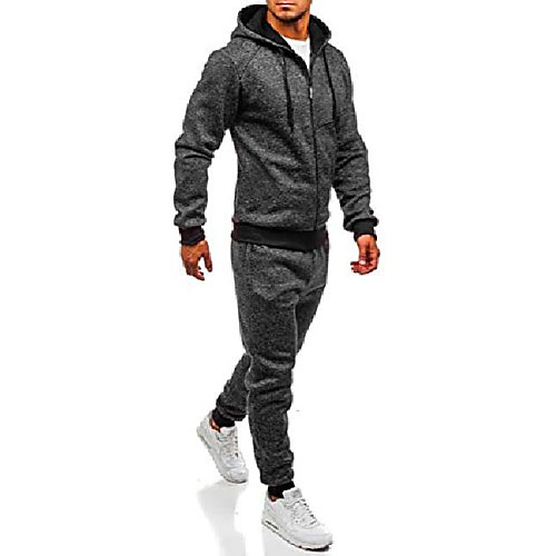 

men's sports suit tracksuit hoodies long sleeve top and long pants sweatsuits set (dark grey, medium)